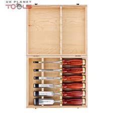 Image of 6pc Wood Chisel Set for Woodworking Steel Sharp Blade Ash-Wood Handle Steel Cap