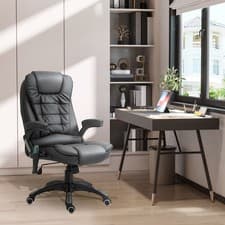 Image of Executive Office Chair with Massage and Heat PU Leather Reclining Chair, Black
