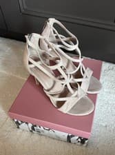 Image of Moda In Pelle Crella Nude Strappy Suede Stilletto heel size 4 / 37