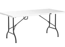 Image of Table 183x75cm Plastic Tabletop & Sturdy Metal Frame Foldable Portable Table 6ft