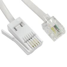 Image of RJ11 to BT Landline Telephone Phone Cable Lead Modem FAX Plug BT Socket 2m - 10m