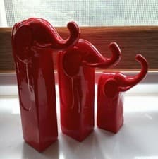 Image of Red Ceramic Elephant Ornament Home Decor Gift