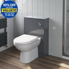 Image of 500mm Bathroom Toilet Back To Wall Furniture Unit Pan Soft Close Seat Gloss Grey
