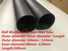 Image of 3K Carbon Fiber Rolled Tube/Pipe OD64 80 84 90 94 100 104 114mm L500mm Poles -UK