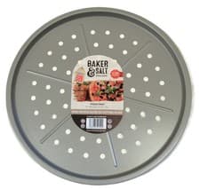 Image of SET OF 2 BAKER & SALT NON STICK 31CM PIZZA TRAYS WITH HOLES