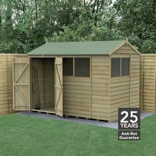Image of Forest 4LIFE 10x6 Shed Reverse Apex Double Door 4 Windows Wooden Garden Shed