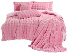 Image of Square Teddy Fleece Duvet Cover Set Ultra Soft Warm Winter Fluffy Bedding Bedset