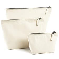 Image of Westford Mill Canvas Accessory Bag Vintage Style Metal Zip Closure Makeup Case