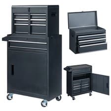 Image of 4 Drawers Tool Cart Chest Combo Set Lockable Trolley Case Garage Storage Box