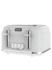 Image of Breville VTT911 Curve 4 Slice Wide Slot High Lift Toaster - White & Chrome2100 W