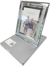 Image of 60th Anniversary Crystal Photo Frame 5x7 Silver Diamante Border Keepsake