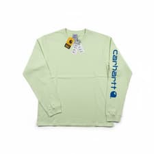 Image of 495 Carhartt Womens M / Medium 8-10 Green Loose Fit Long Sleeve T Shirt