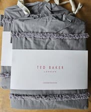Image of TED BAKER Standard Pillowcase Pair MAGNOLIA TUFTED CHARCOAL New
