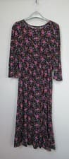 Image of M&Co Black Floral print Frill Hem Midi dress Size 10