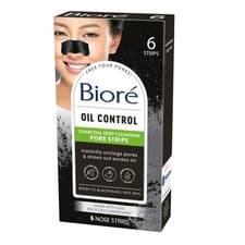 Image of Biore Charcoal Pore Strips - Pack of 6 6 count (Pack 1), Black