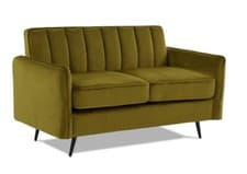 Image of Velvet 2 Seater Sofa in Olive Green - Compact Ella range FREE & EASY DELIVERY