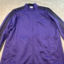 Image of Adidas Mens Essentials 3 Stripe Track Jacket NWT Fill Zip Purple Black M GL7454