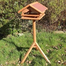 Image of Wooden Bird Table Feeder Garden Wild Birds Feeding Station Wood House Felt Roof