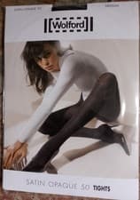 Image of Wolford Satin Opaque 50 tights - Black, size medium