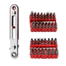 Image of Precision Ratchet Wrench Extension Bit Holder Set with 33 Screwdriver Bits