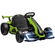 Image of Green Electric Go-Kart for Kids 6-12 | Adjustable Seat, 12 km/h Safe Start