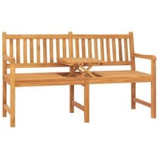Image of 3-Seater Garden Bench With Table 150 Cm Solid Teak Wood