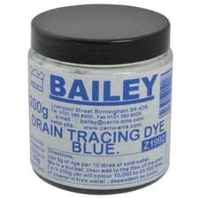 Image of Bailey Brothers Drain Tracing Dye 200g Jar in BLUE. BNWT !