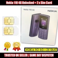 Image of Nokia 110 4G Black Unlocked Phone + 2 x SIM Cards - Compact Feature Phone,  NEW