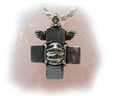 Image of Cross Wings Face Mask Sterling Silver Pendant for Men