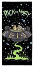 Image of Rick And Morty Ufo Multi Colour Printed Swimming Summer Beach Bath Towel