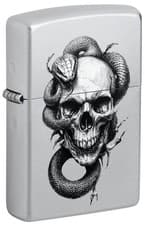 Image of ZIPPO satin finish Skull and Snake 60007695 zippo box lifetime guarantee