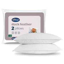 Image of Silentnight Duck Feather Pillows 2Pack, Breathable Cotton Cover Medium Support