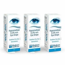 Image of Hypromellose 0.3% Eye Drops - 10ml - Hydrates Dry Eyes - 10ml x 3