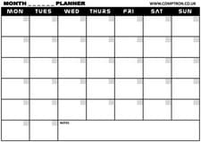 Image of Monthly Planner Undated | A4 A3 A2 | Matte Gloss Laminated | Landscape DS1