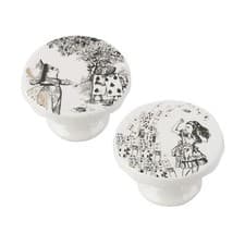 Image of Alice In Wonderland Set 2 Mini Cake Pedestals 4" Fine China Cupcake Stands Gift