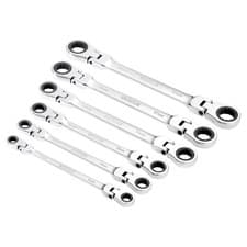 Image of Draper HI-TORQ® Metric Flexible Head Double Ring Ratchet Spanner Set (6 Piece)