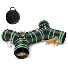 Image of Cat Tunnel Bone - 4 Way Collapsible Cat Playhouse Pet Play Tunnel