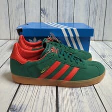 Image of Adidas Gazelle Junior Older Boys Suede Trainers Green UK 5 EU 38
