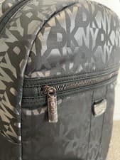 Image of DKNY Shiny Metallic Logo Large Travel Backpack Black New RRP £220 