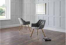 Image of Julian Bowen Lorenzo Grey & Blue Velvet Cantilever Dining Chair
