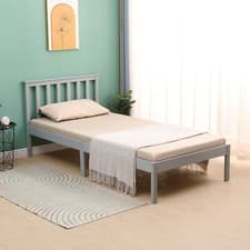 Image of SINGLE BED PINE FRAME 3ft WOODEN SHAKER STYLE BEDROOM FURNITURE WHITE/GREY