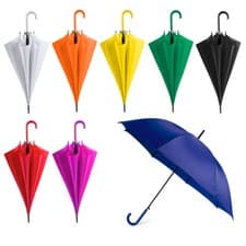 Image of Coloured Automatic Plastic Crook Handle Umbrella Brolly Walking Wedding Outdoor