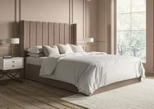Image of MODERN WINGED OTTOMAN STORAGE UPHOLSTERED KING SIZE BED FRAME & MATTRES INCLUDED