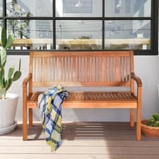 Image of Solid Wood Dining Bench Long High Backrest Seating