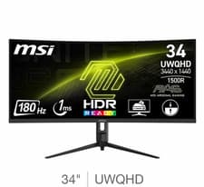 Image of MSI MAG 342CQR E2 34 Widescreen VA LED Black Curved Monitor 2xHDMI-5792-1-AB