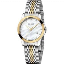 Image of GUCCI WOMENS WATCH G-TIMELESS 27mm TWO TONE Mother Of Pearl DIAL YA126513🟡⚪️