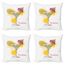 Image of Cocktail Party Throw Pillow Covers Pack of 4 Vodka Martini Lemon