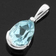 Image of 9ct White gold pear shaped blue topaz pendant UK Made