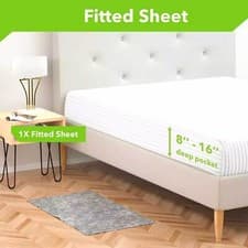 Image of Hotel Quality Satin Stripe Fitted Sheet 100% P Cotton Double Bed Mattress Cover