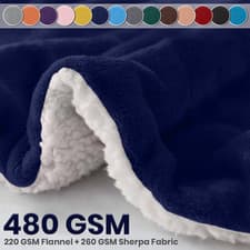 Image of 480 GSM Luxury Heavy Sherpa Blanket Warm Faux Fur Mink Sofa Bed Fleece Throw UK